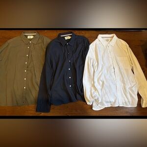 Lot Of 3 THE NORMAL BRAND Gauze Button Up Shirt Size XL Navy, White, Green